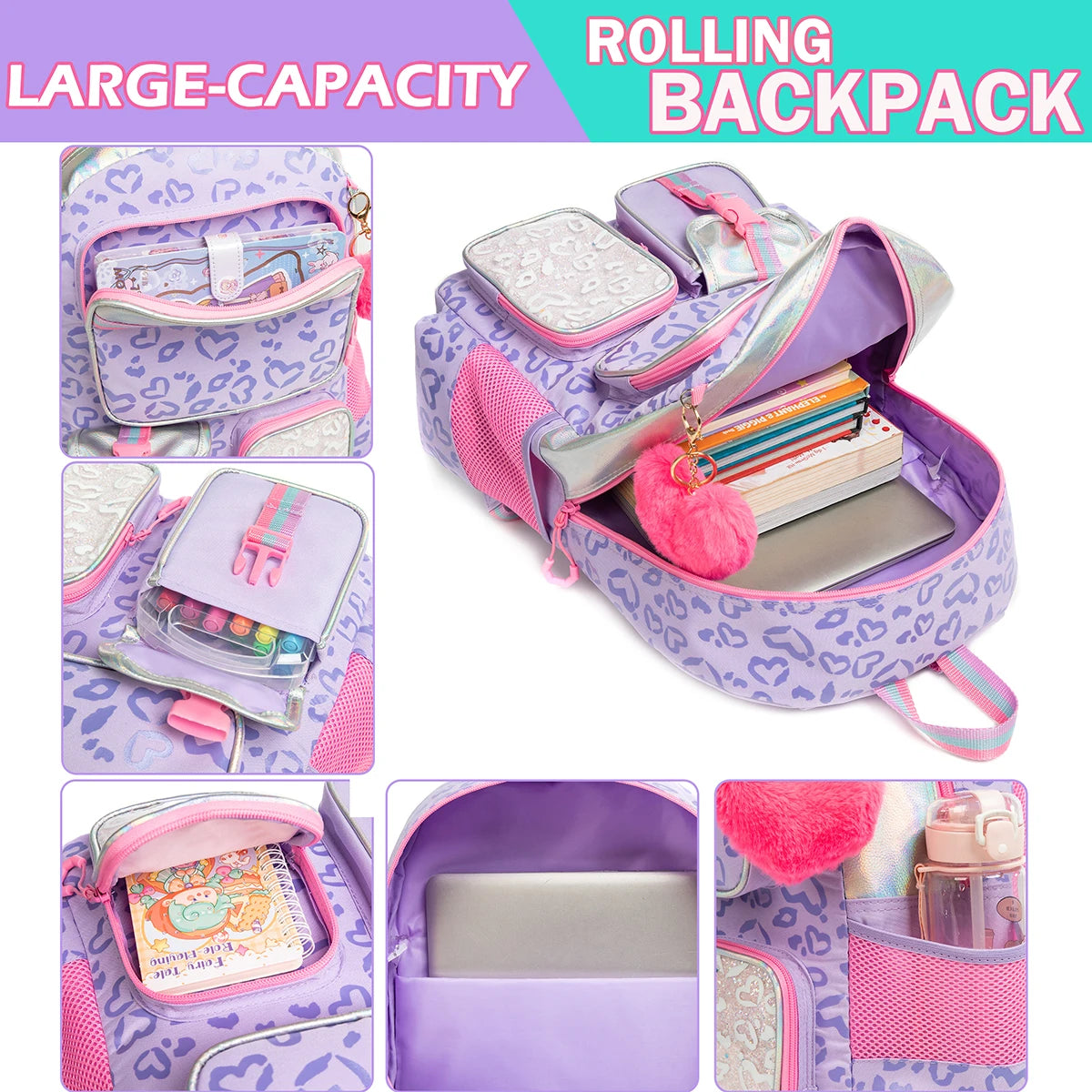 3pcs Pastel Printed Backpack set