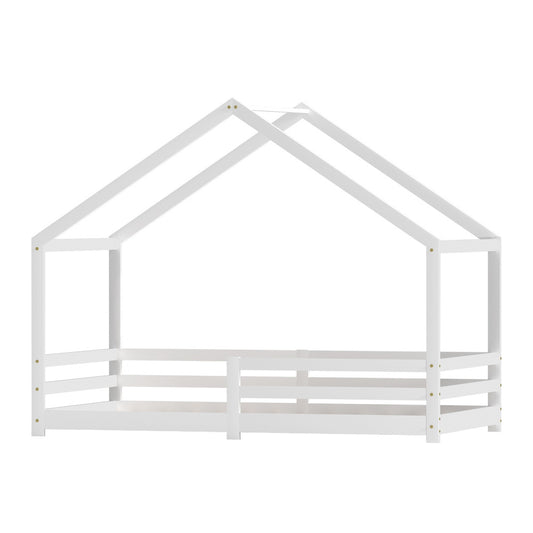 Artiss Bed Frame Wooden Kids Single House Frame White AMOS